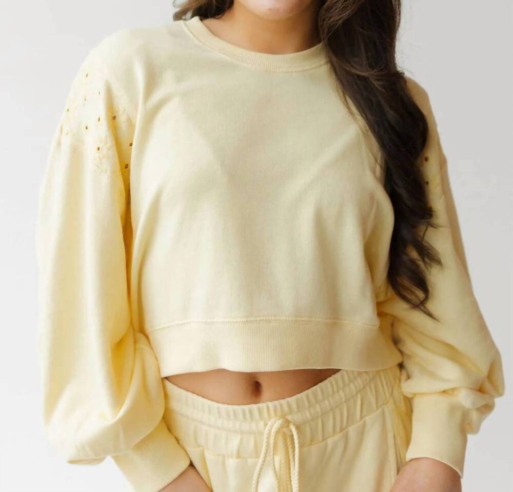 NEW LALAMIA ginger cropped sweatshirt in mellow yellow